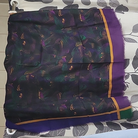 NWT Vintage 100% Wool Linda Allard Ellen Tracy Saks 5th Avenue Duck Print Scarf - Picture 6 of 6